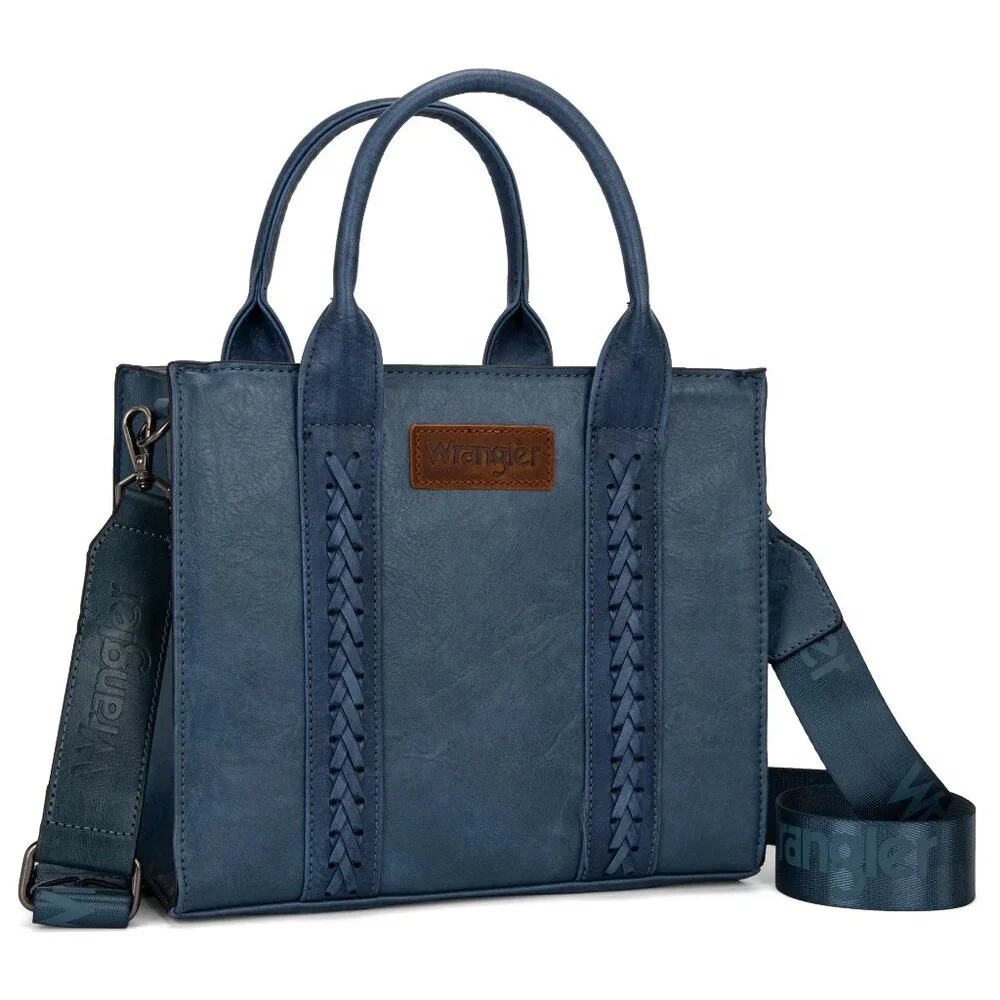 NWT Wrangler Tote Bag, Designer Satchel Handbag, Top-handle, Strap, Denim Blue - Picture 1 of 4